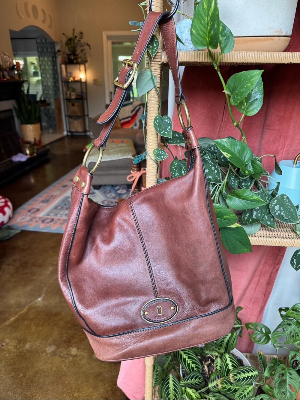 Fossil Maddox Leather Shoulder Bucket Bag - Perfect Condition